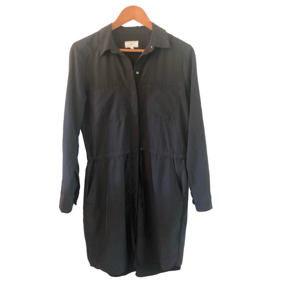 Lou & Grey Charcoal Shirtdress size small long-sleeved drawstring waist - Picture 10 of 14